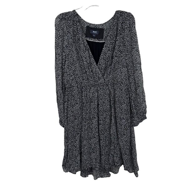 Maeve by Anthropologie Carolyn Black White Leopard Mini Semi Sheer Dress Sm EUC - Picture 1 of 12